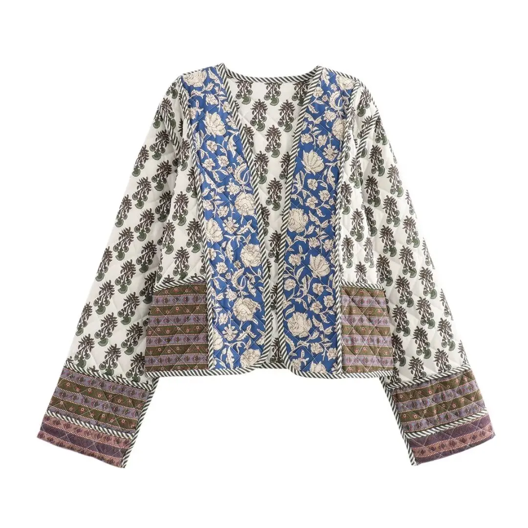 Женский кардиган с двусторонним принтом TRAFZA однобортная стеганая хлопковая