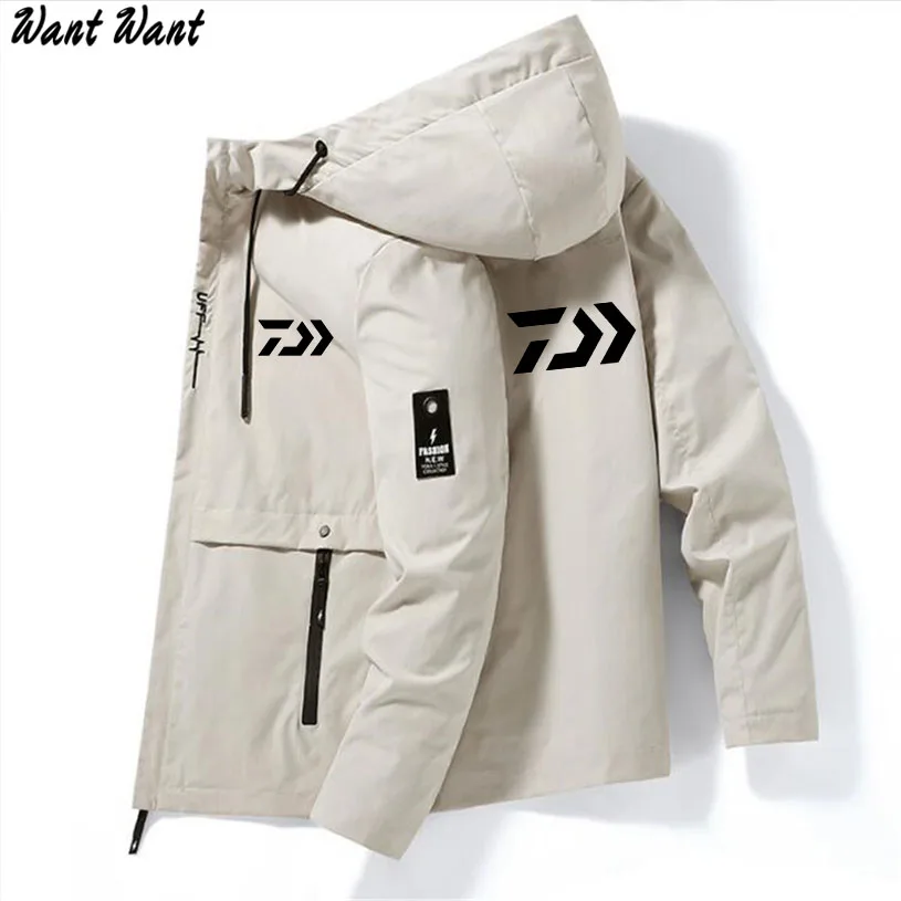 

Daiwa 2022Spring Autumn Fishing Tide Brand Printing Men's Outdoor Jacket Hooded Windbreaker Senior Cycling Sportswear Jacket Top