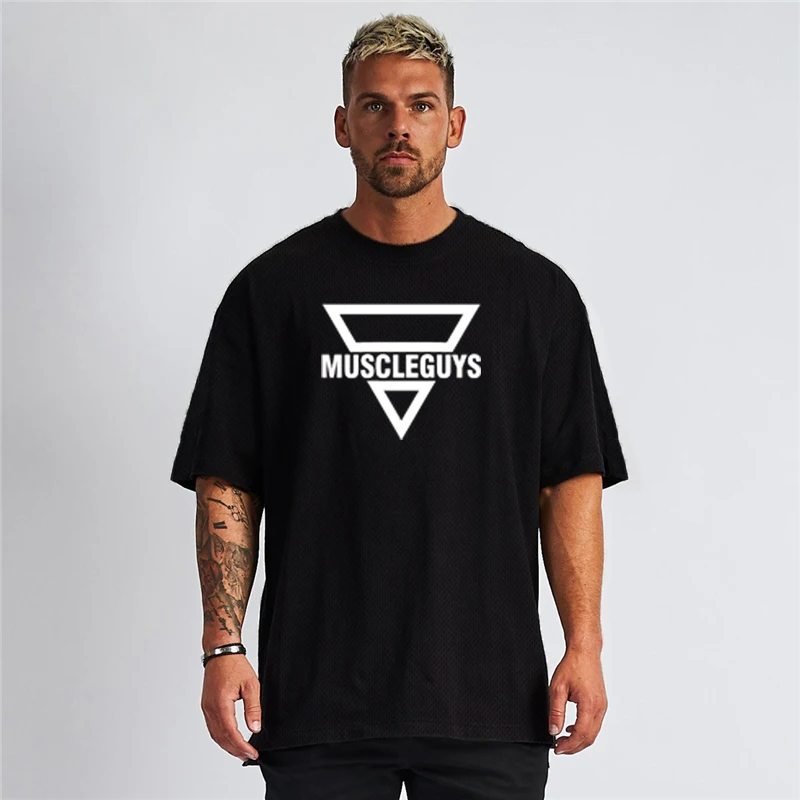 

Oversized Loose Breathable Comfortable Casual Men's Gym Fitness T-shirt Summer Mesh Quick Dry Short Sleeves Cool Feeling Tops
