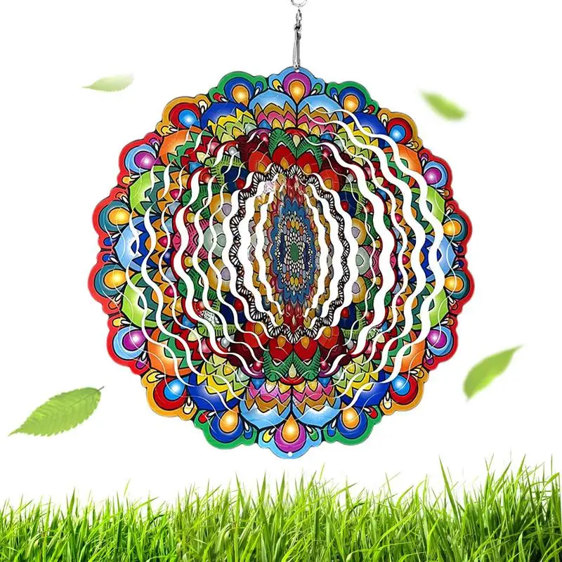 

3D Metal Wind Spinner Colorful Attractive Kinetic Wind Catchers Multi-use 3D Garden Sculpture Art Reflective Large Multicolor