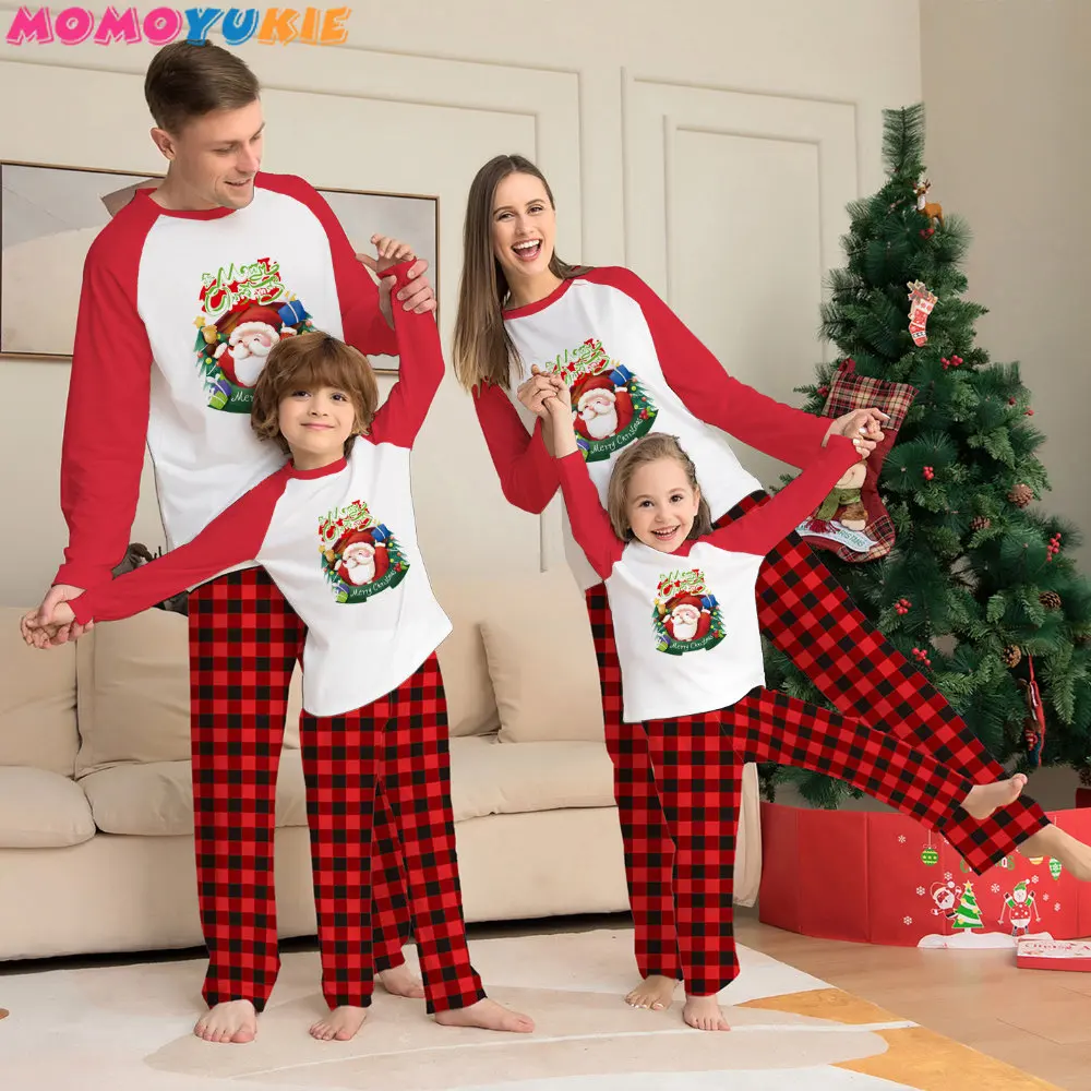 

2022 Christmas Family Matching Pajamas SetMother Father Kids Elk Print Clothes Baby Rompers Christmas Pajamas Family Xmas Gift
