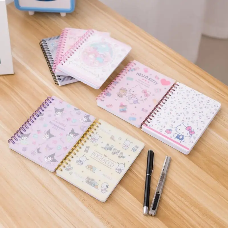 

Kawaii Sanrioed Kitty Kuromi My Melody Cartoon Cute Notebook Notepad Portable Diary Creative Hand Account Coil Book Girl Gift