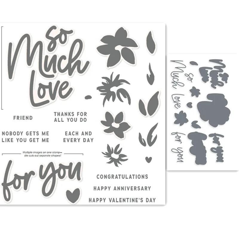 

LOVE FOR YOU Metal Cutting Dies And Rubber Stamps For Scrapbooking Making Embossing DIY Stencil Template DIY 2023 New Christmas