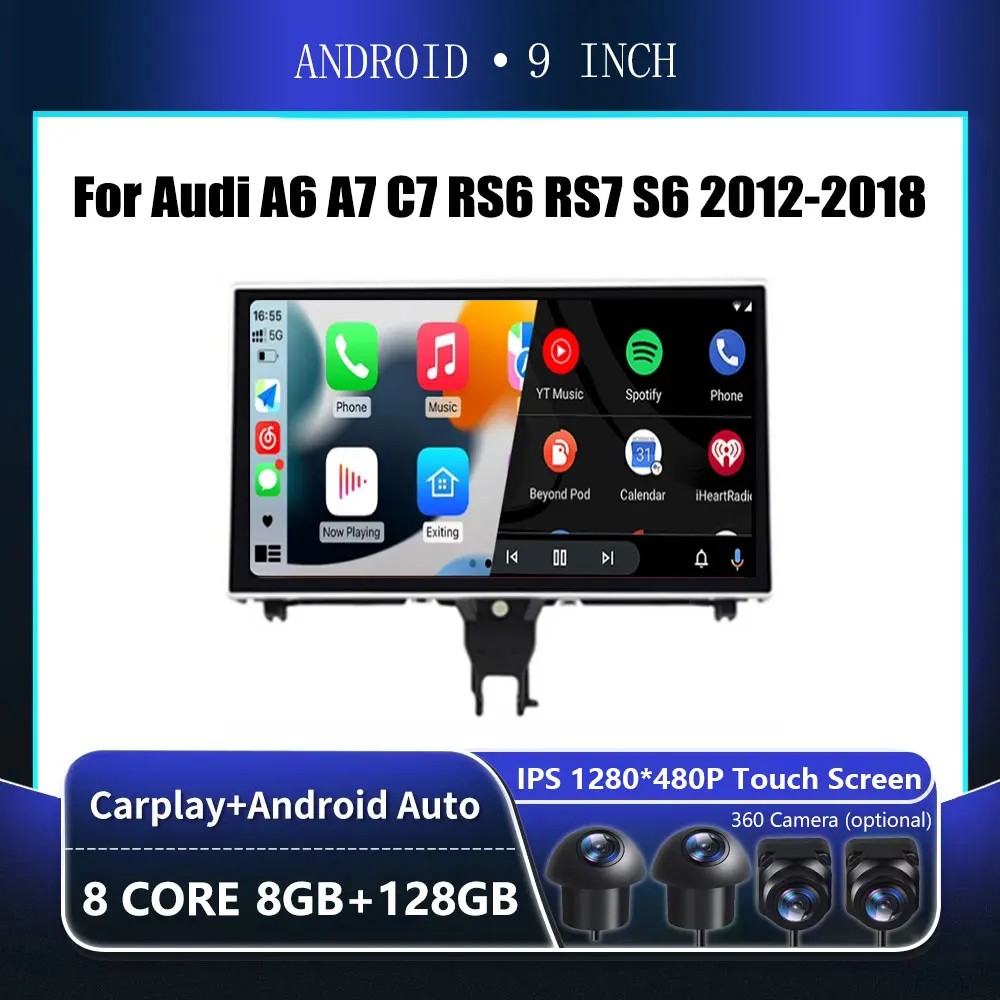 9-дюймовый сенсорный экран Android OS для Audi A6 A7C7 RS6 RS7 S6 2012-2018 автомобильный монитор