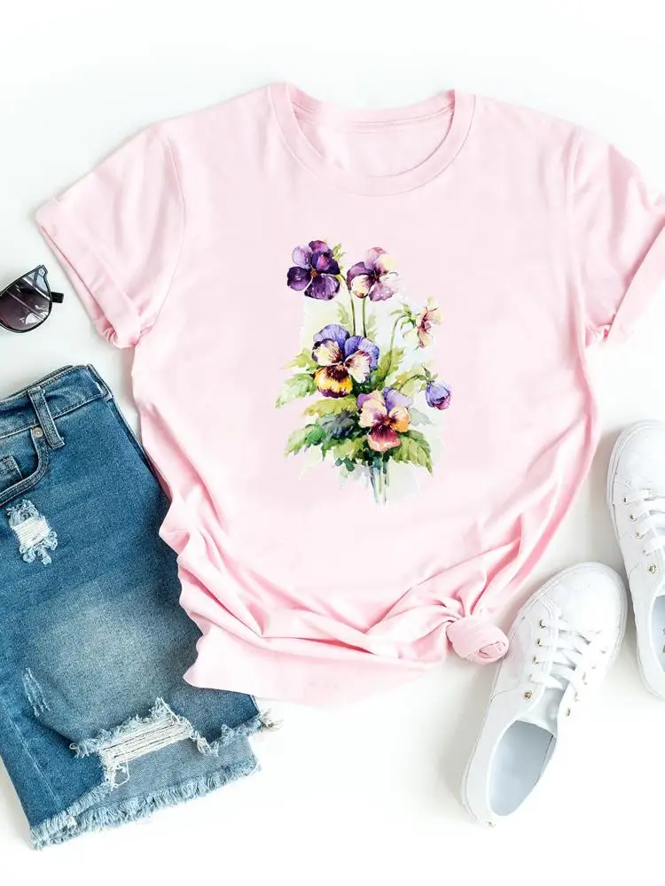 

Женская футболка с коротким рукавом, с акварельным принтом