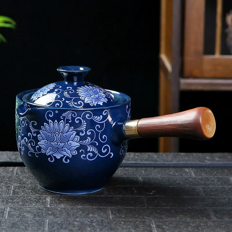 

Новый стиль, керамический стеклянный чайник, китайский чайник Gongfu, чайник с вращением на 360 градусов, автоматический чайник для чая