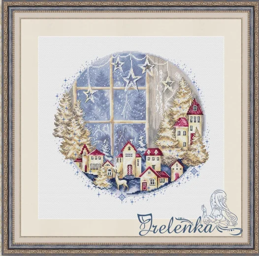 

DIY Embroidery Cross Stitch Kit, DMC Threads, Handicraft, Dream, Christmas Village, Canvas, 14CT, 18CT, 25CT