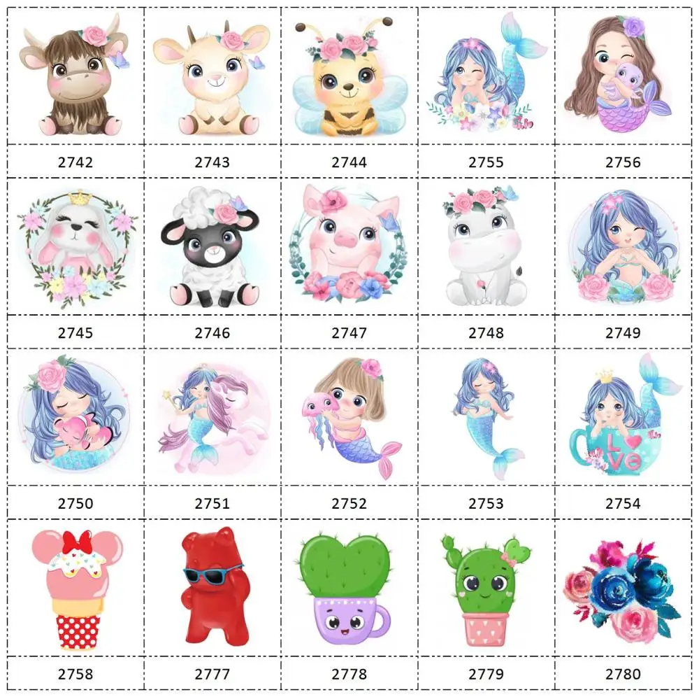 

30 Pcs Planar Resin Cartoon Series for Flower Animal Mermaid Love Pig for Crafts Jewelry Making Birthday Girl DIY Accessory