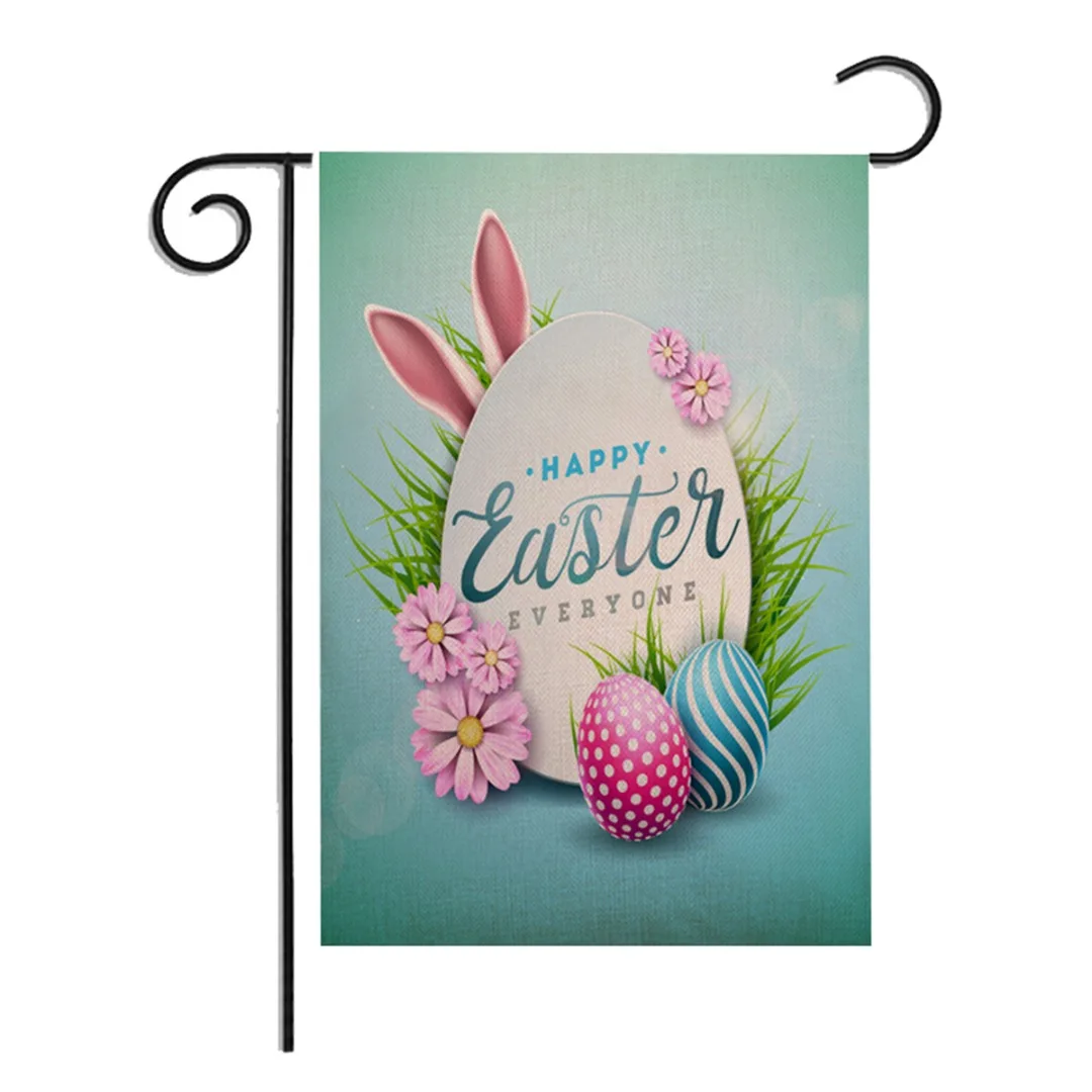 1pc Easter Garden Flag Welcome Rabbit Easter Eggs Pattern Banner Festival Hanging Flag Decor Party Home Yard Decoration images - 6