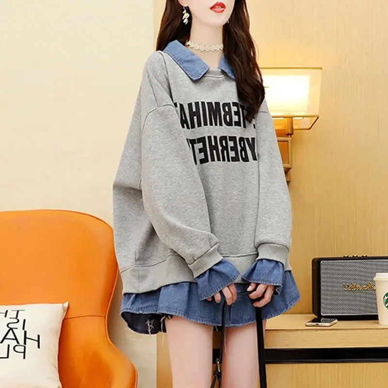 

Spring Autumn Womens Sweatshirts 2022 O-neck Solid Pullovers Casual Cotton Woman Sweatshirts Knit Streetwear Sweatshirts A427