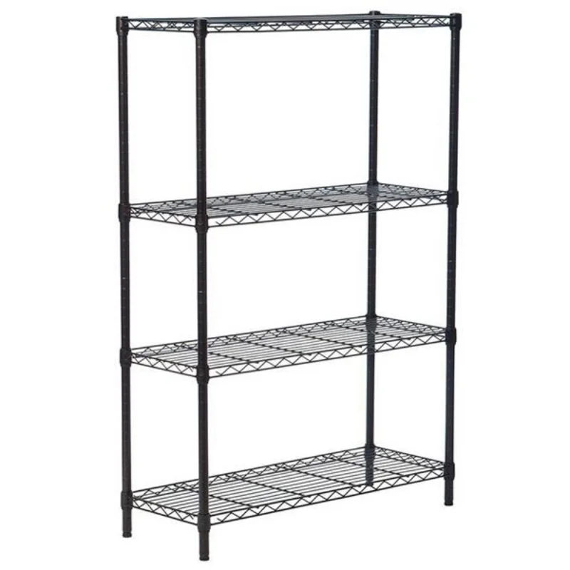 

4-Layer Plastic Coated Iron Shelf 140*90*35 Black[US Stock]