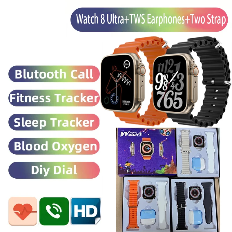 

Смарт-часы 8 серии Ultra, 45 мм, 49 мм, Два ремешка