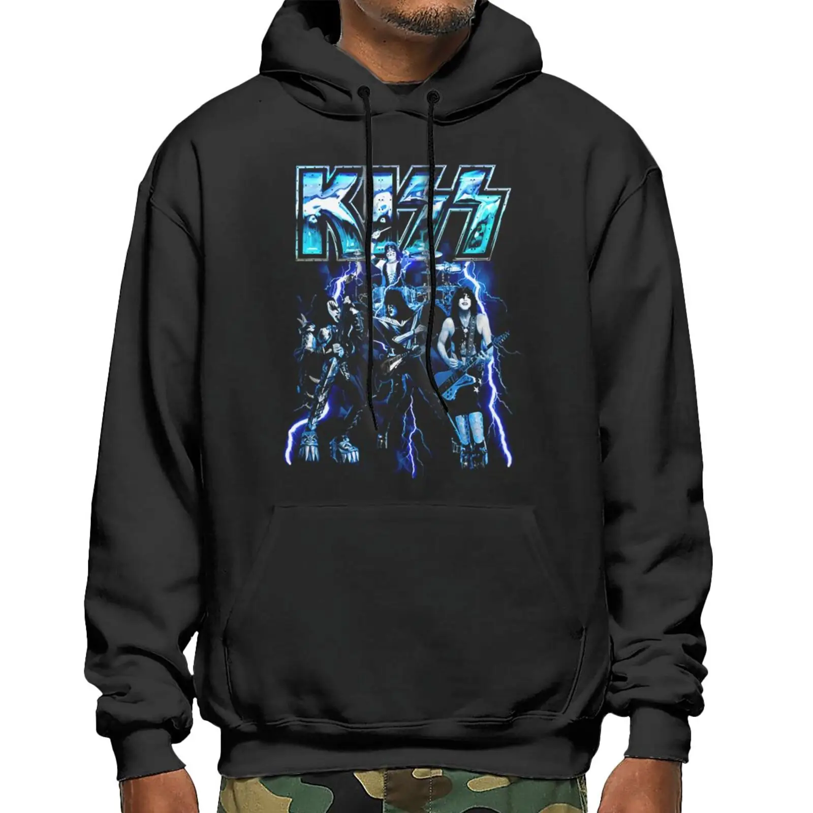 

Kiss Blue Flash Gene Simmons Paul Sweatshirts Hoodies Tracksuit Men Harajuku Men's Coat Hoodies For Women Sweatshirt With Hood