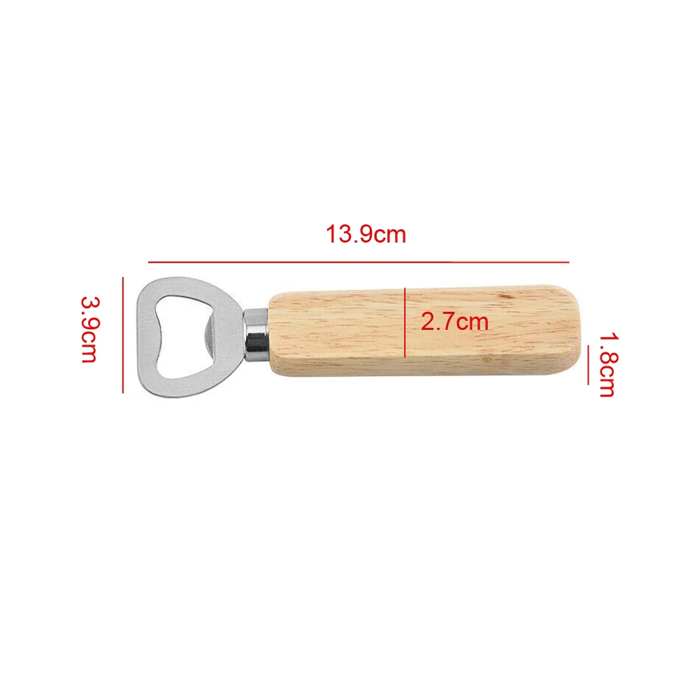 

3pc Stainless Steel Wooden Handle Bottle Opener Opening Tool Home Bar Restaurant
