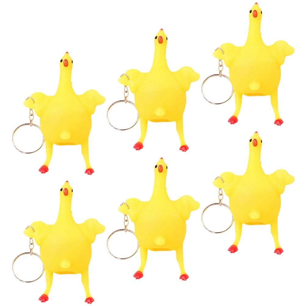 

6 Pcs Laying Hen Keychain Prizes Kids Classroom Egg Chicken Toy Party Bag Stuffers Venting Stress Relieve Toys Plastic Child