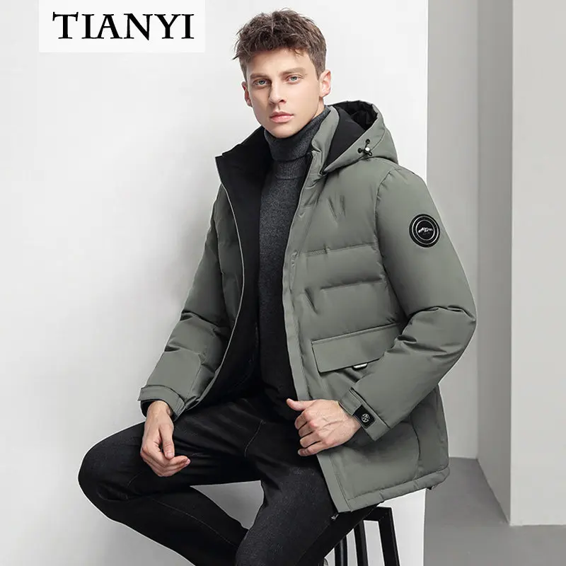 High Quality 90% White Goose Down Men's New Winter Medium and Long Detachable Cap Down Jacket Cold and Warm Outdoor Down Jacket