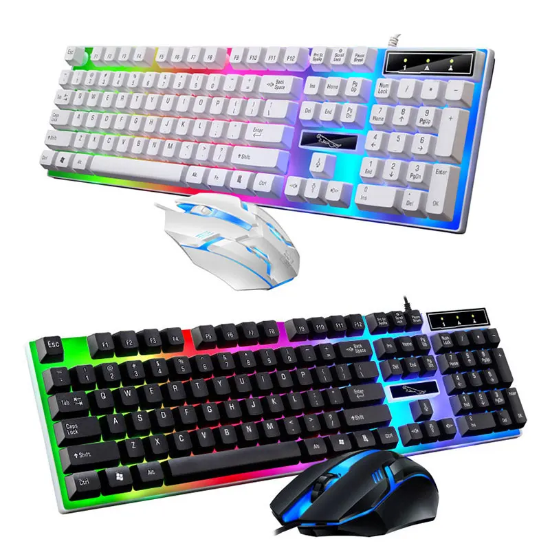 Игровая клавиатура и мышь комплект с RGB-подсветкой 104 клавиш Проводная игровая