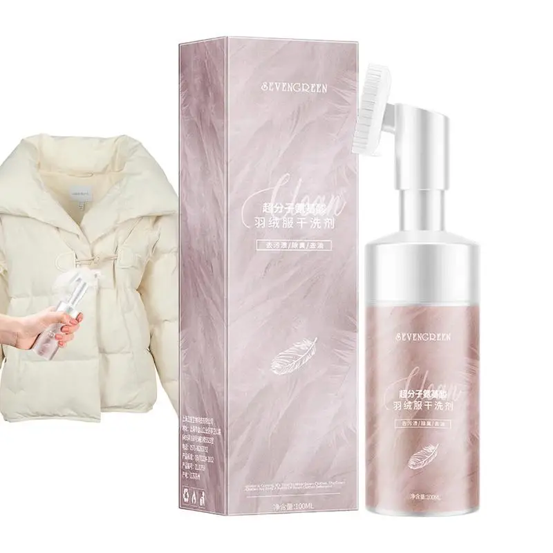 

Down Jacket Dry Cleaning Agent 100ml Downwear Detergent Agent With Brush Head Wash Free Garment Clothes Cleaner Quick Cleaning