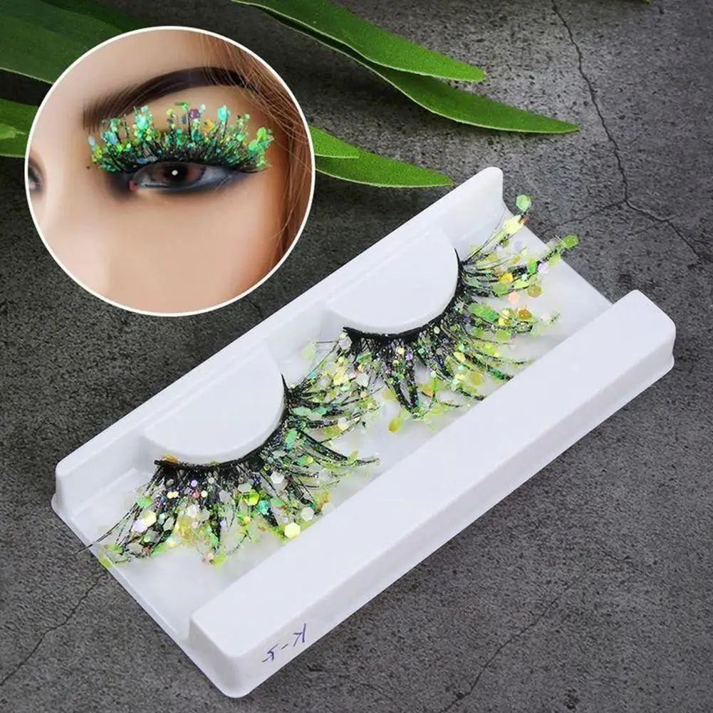 1 пара 25 мм Цветные светящиеся 3d блестящие алмазные накладные ресницы