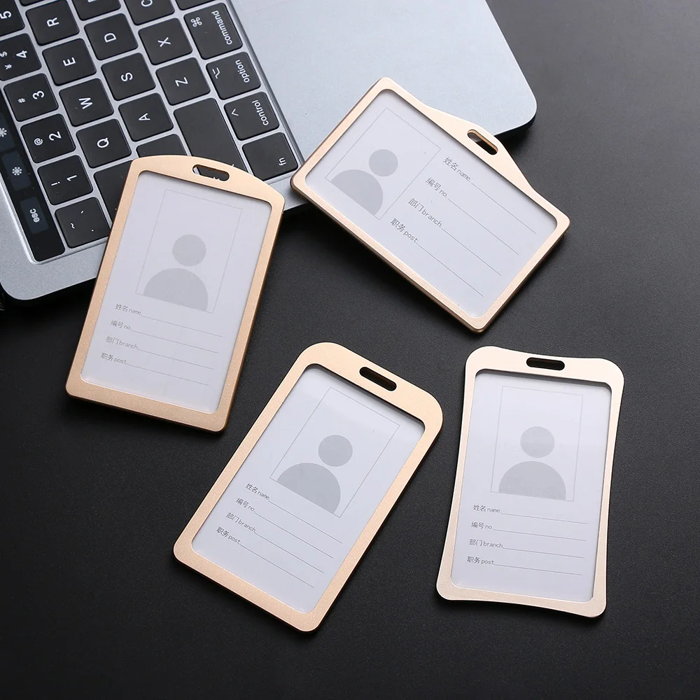 

1Pc Metal Work Card Holders Vertical And Ransverse Exhibition Tag Aluminum Alloy Name Card ID Business Case Office School Supply