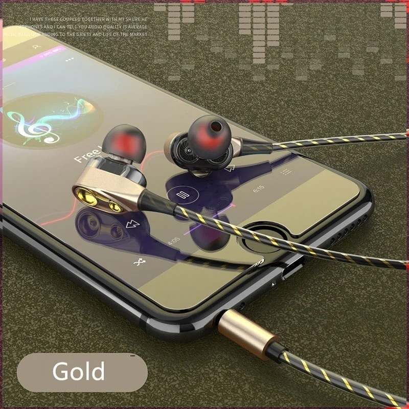 

In-ear Bass Headset Dual Horn Into Ear Headphones Dual-ring Headphone Cord 3.5mm EastVita Drive Stereo Wired Earphone