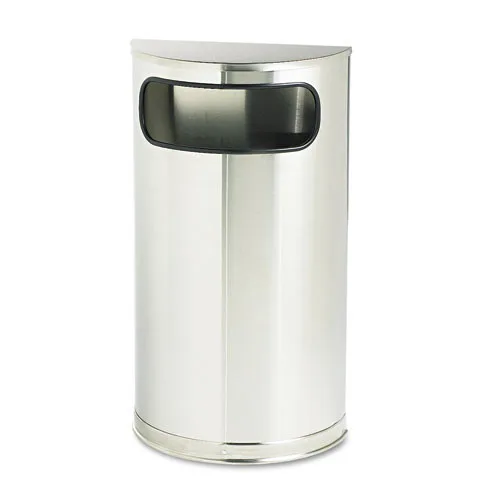 

9 gal Stainless Steel, Rigid Plastic Half-Round Kitchen Garbage Can