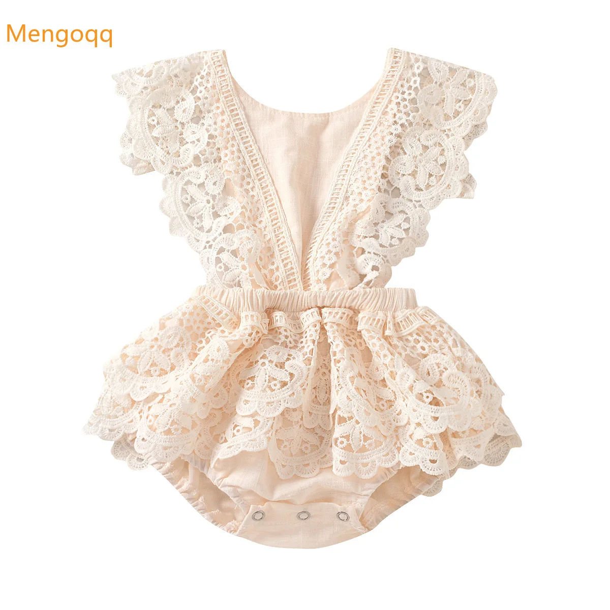 pretty princess summer fly sleeve solid lace ruched bodysuits toddler infant baby jumpsuits newborn flower belt sunsuits 3M-3Y