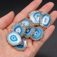 natural stones agate irregular round gold plated connector pendant for jewelry making necklace earring accessories charm gift1pc