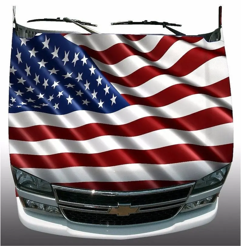 

American flag hood wrap wraps sticker vinyl decal graphic FLAWED with some streaks