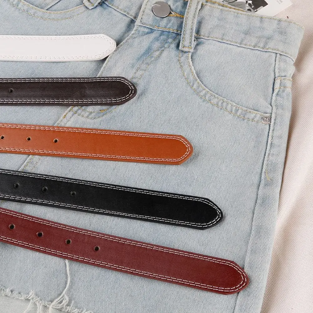 PU Leather Belt For Women Square Buckle Pin Buckle Jeans Solid Color Belt Chic Ladies Vintage Style Strap Female Waistband