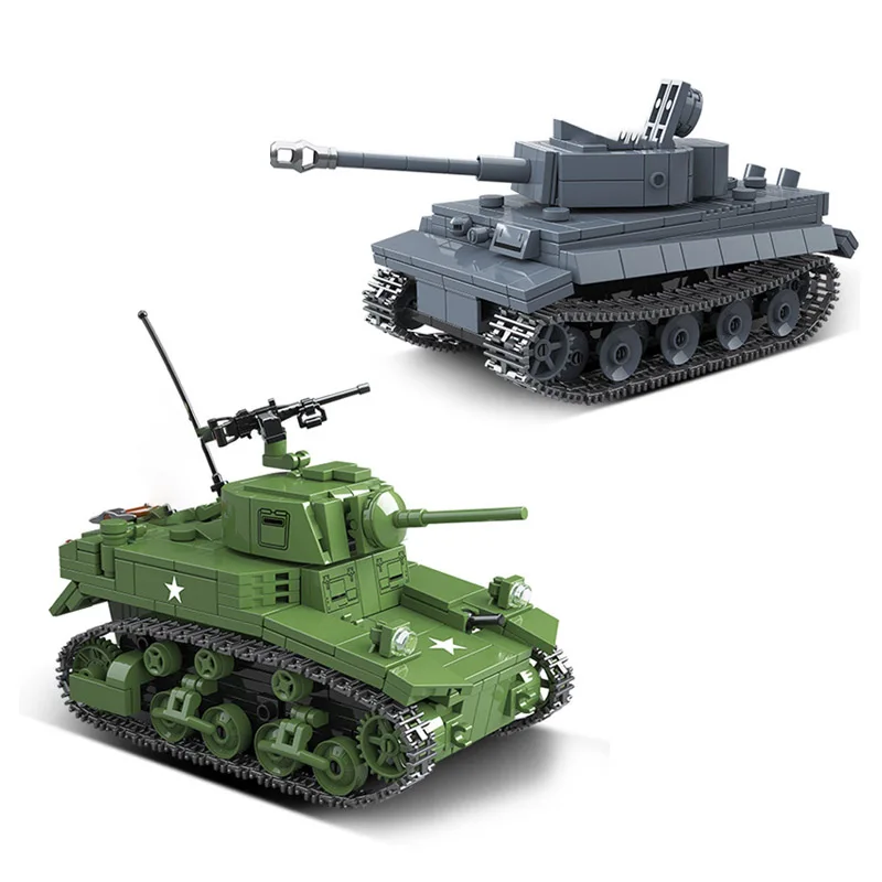 

Военная серия WW2, модель Стюарта светильник Tank, Немецкий тигр, танк, гусеничный автомобиль, собранный MOC, строительные блоки, игрушка для мальчика, подарок 2023