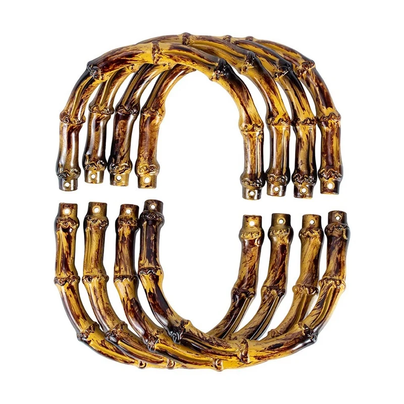 

8Pcs U-Shaped Handbag Handles Replacement Imitation Bamboo Purse Handbag Handles For Crocheted Beach Straw Bag