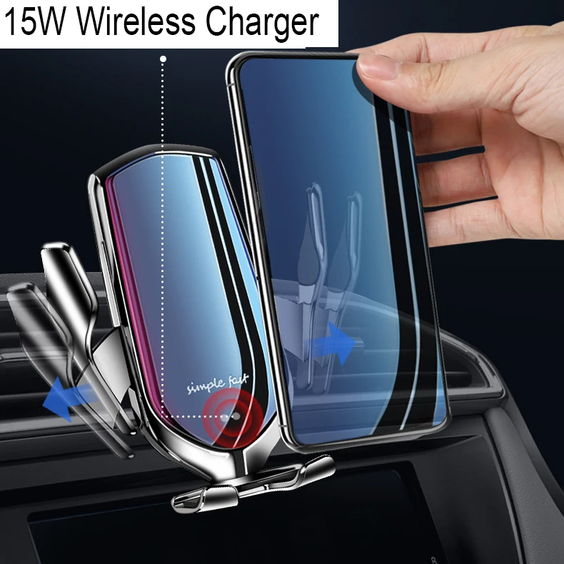 

Smart Sensor Car Wireless Charger,Intelligent Sensing,15W Qi Fast Charging Auto-Clamping Car Phone Holder Air Vent Phone Holder，