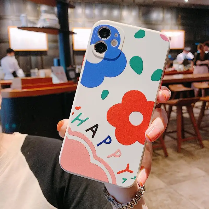 

NOHON phone Casing Soft Casing For SAMSNUG NOTE 20 ULTRA 10 LUS LITE 9 8 happy flower Luxury Straight Edge back cover