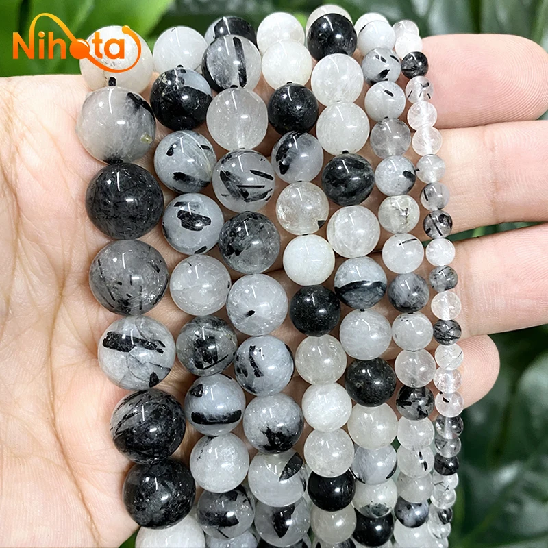 

Natural Black Rutilated Quartz Crystals Round Loose Beads Handmade Diy Bracelet For Jewelry Making 4/6/8/10/12mm 15'' Strand