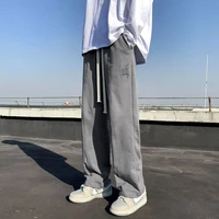 loose wide leg pants for men spring hong kong style trend imprinted embroidery sweatpants hiphop high street casual trousers