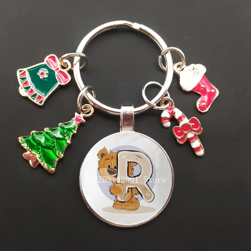 Женский брелок-кольцо со стеклянной подвеской