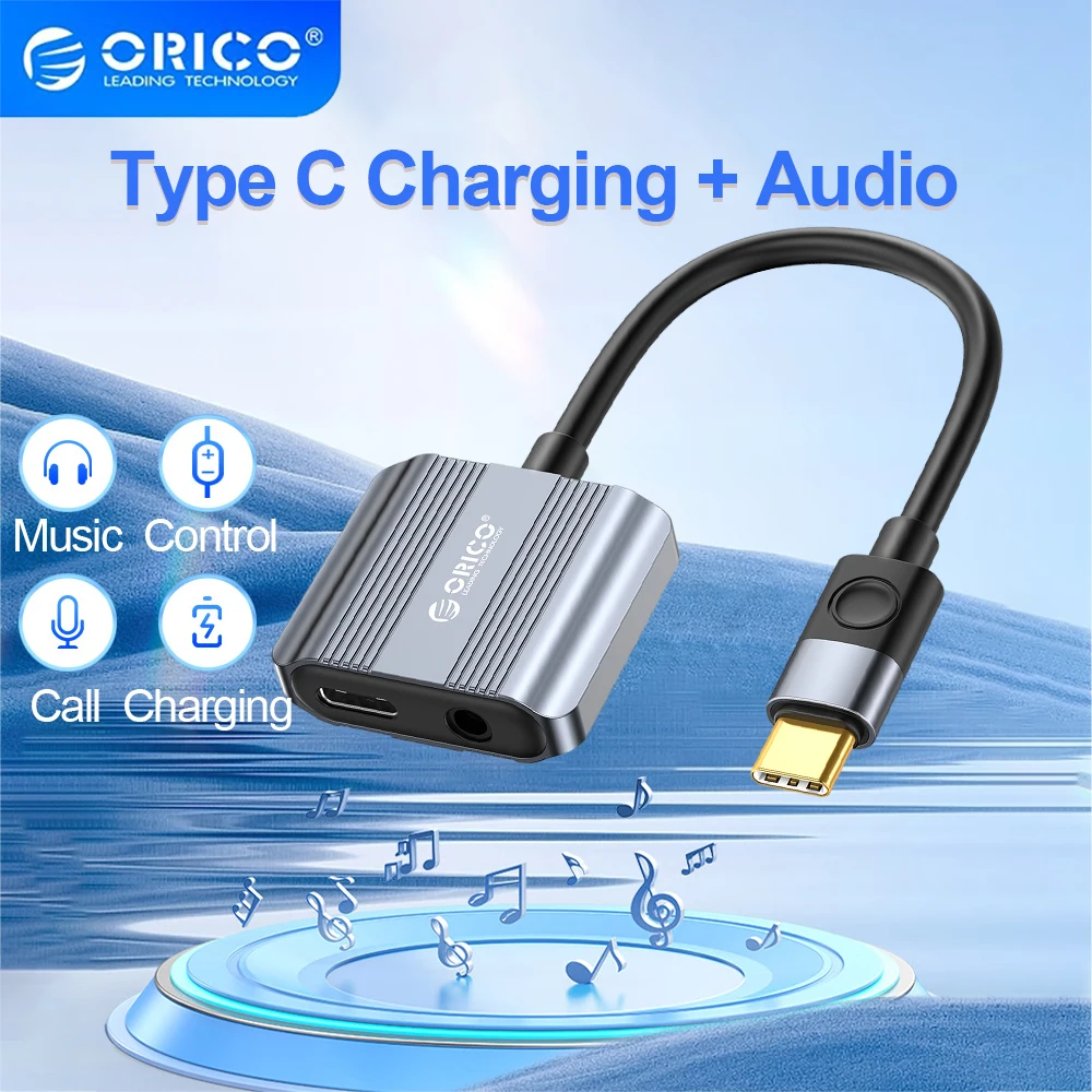 Адаптер для наушников ORICO с разъемом USB Type-C 3,5 и штекером 3,5 мм