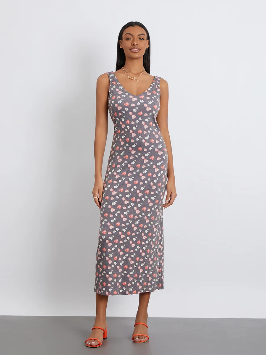 

Women Sleeveless Tank Dress Casual Summer Floral Print Party Dress for Cocktail Beach Club Streetwear