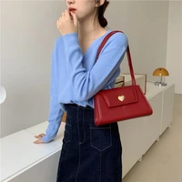 fashion pu leather women small square shoulder bags vintage love ladies tote purse handbags luxury red female underarm bag