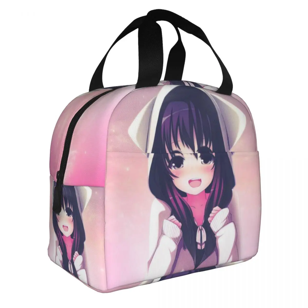 Cute Manga Kawaii Anime Girl Lunch Bento Bags Portable Aluminum Foil thickened Thermal Cloth Lunch Bag for Boys and Girls