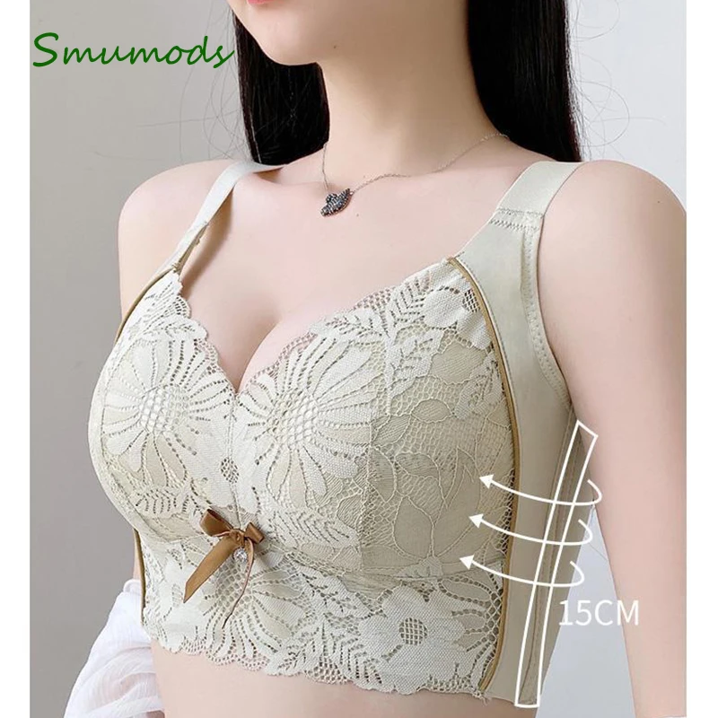 High Quality Plus Large Bra Modal Cotton No Steel Ring Lace Bra Sexy Gathered Together with Adjustable Large Size Underwear