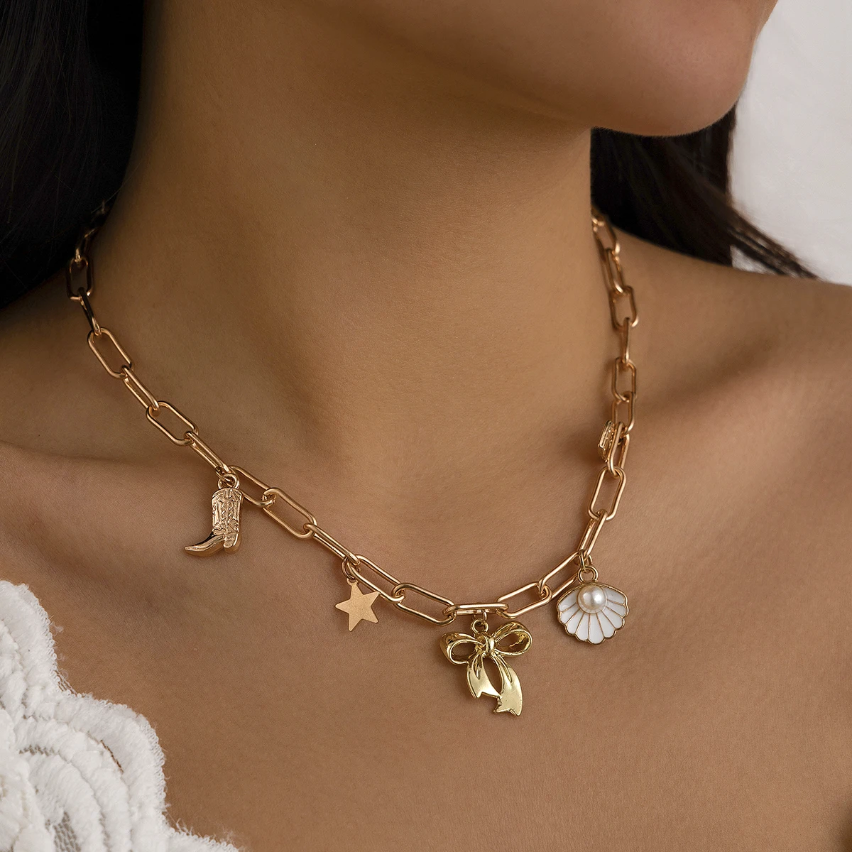 Ingemark Kpop Женское Колье-колье С Подвеской В Виде Ракушки Со Звездой И Сердечком Y2K