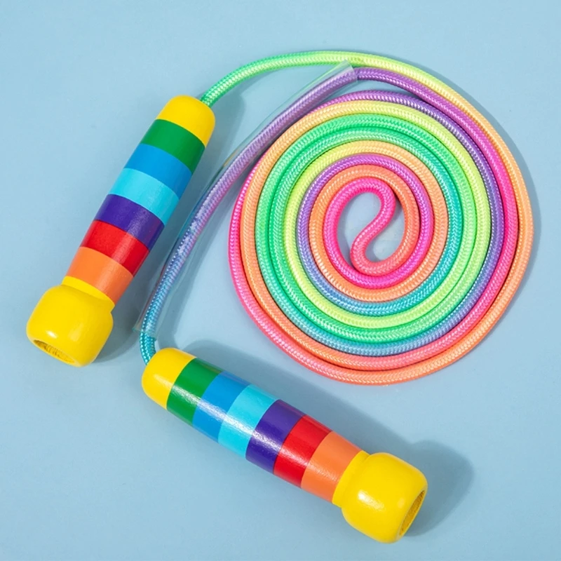 

Wood Handle Jump Rope Skipping Kids 2.5/5m Adjustable Rope Skipping Fitness Rope