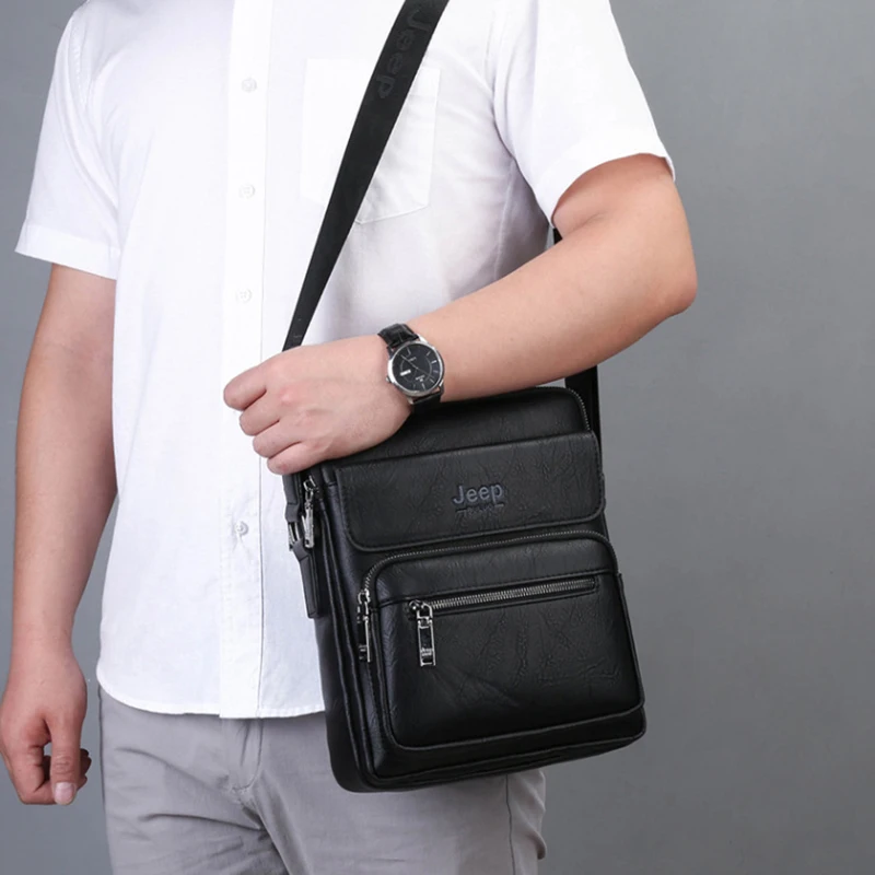 Men'S Shoulder Strap Handbags Bag Briefcase Purse Leather Bolsas Square Messenger Cross Business Crossbody Side Bag For Men