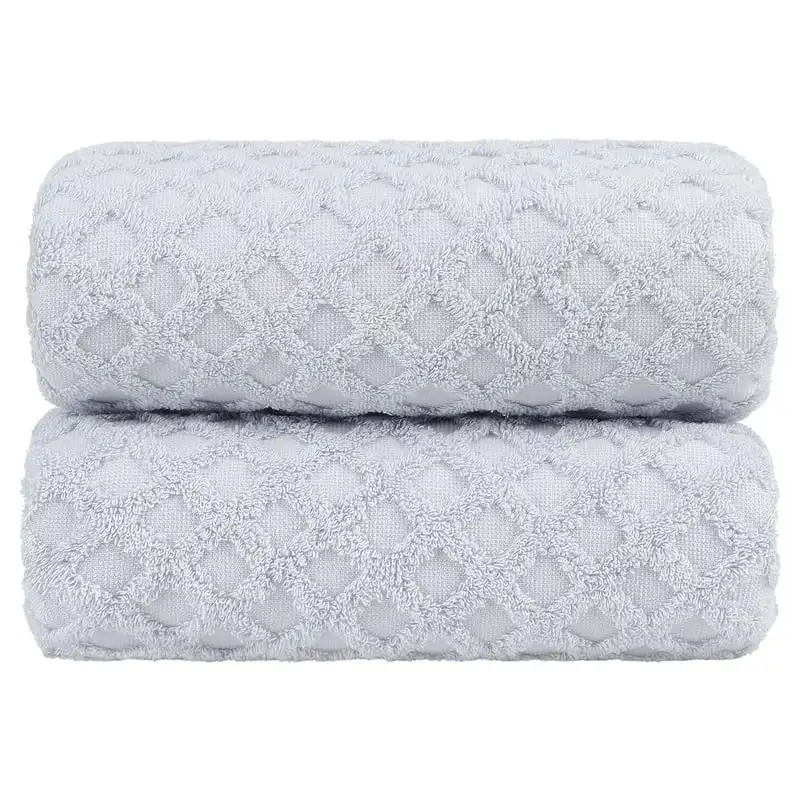 

2-Pack 100% Cotton Jacquard Diamond Absorbent Bath Towels 27" x 55" Gray