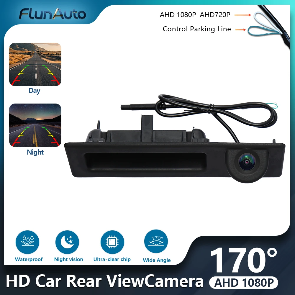 Фото Камера заднего вида AHD1080P170 для BMW 5 серии F10 F11, 3 серии F30 F31 F32, X3 F25 с ночным видением и функцией реверсивной камеры №1