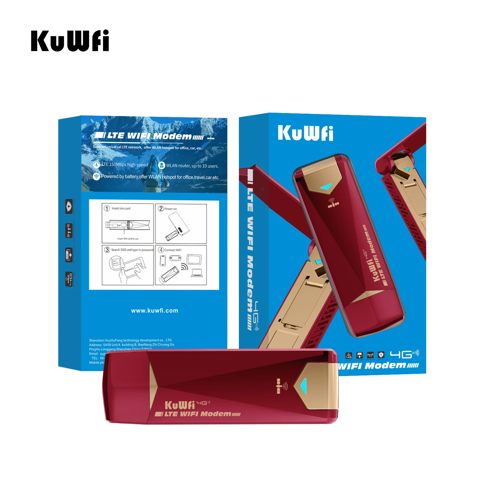 KuWFi 4G WiFi Modem Router 150Mbps USB Dongle Unlock Mobile Sim Card Wireless Adapter Hotspot Mini Router With External Antenna images - 6