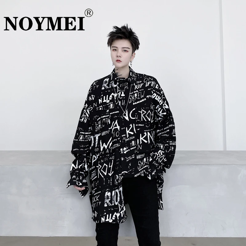 

Новинка Весна 2023 модная мужская Свободная шикарная рубашка NOYMEI с длинным рукавом и буквенным принтом Модная рубашка с круглым вырезом WA843