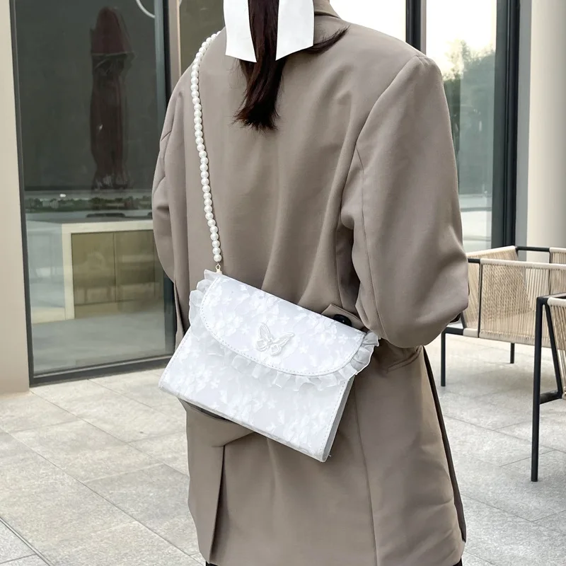 

Solid Shopping Promotion Shoulder Party Bag Crossbody Bags For Women Vintage Lace Pearl Chaintrend For Ladies Women 2023 New